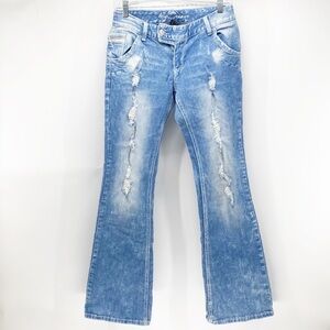 Ariya Vintage Y2K deconstructed Lowrise bleached flare jeans back to school